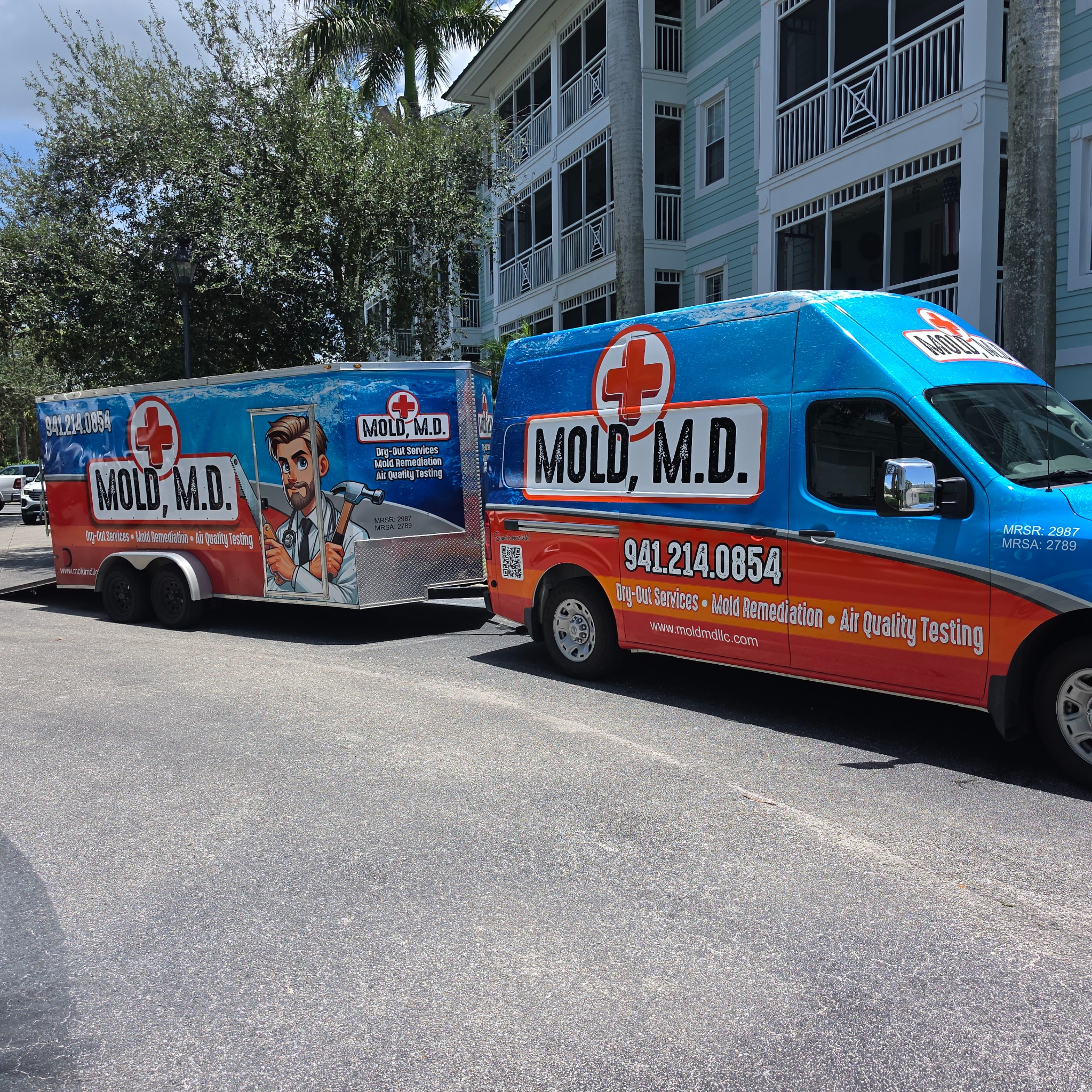 Mold, M.D. service truck and trailer in North Port Florida